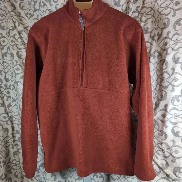 Medium COLUMBIA Unisex Hemlock Ridge Pullover Brick Red Fleece pullover WU6176 - Picture 1 of 8